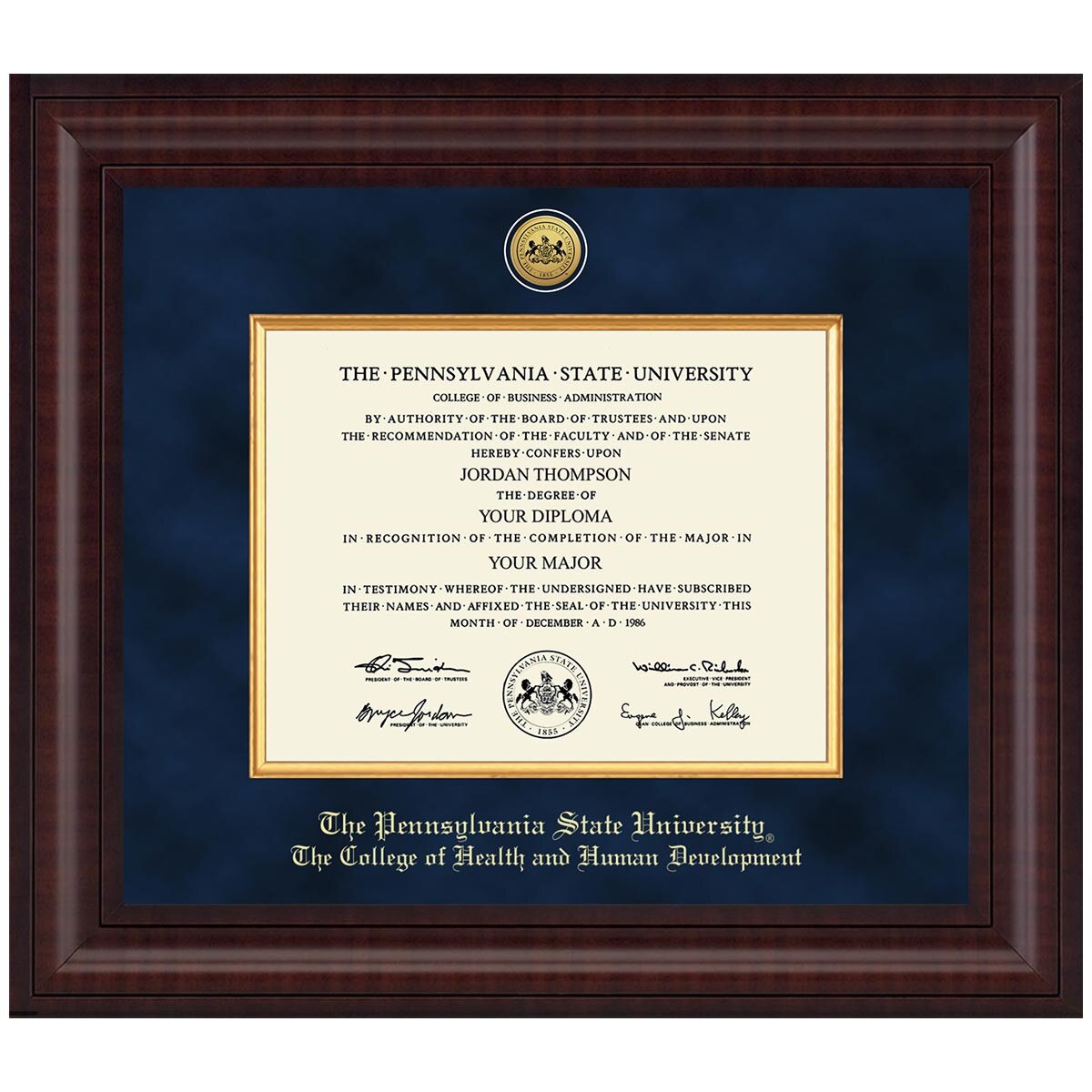 #109 The College of Health and Human Development diploma frame Presidential in Premier (Chestnut)